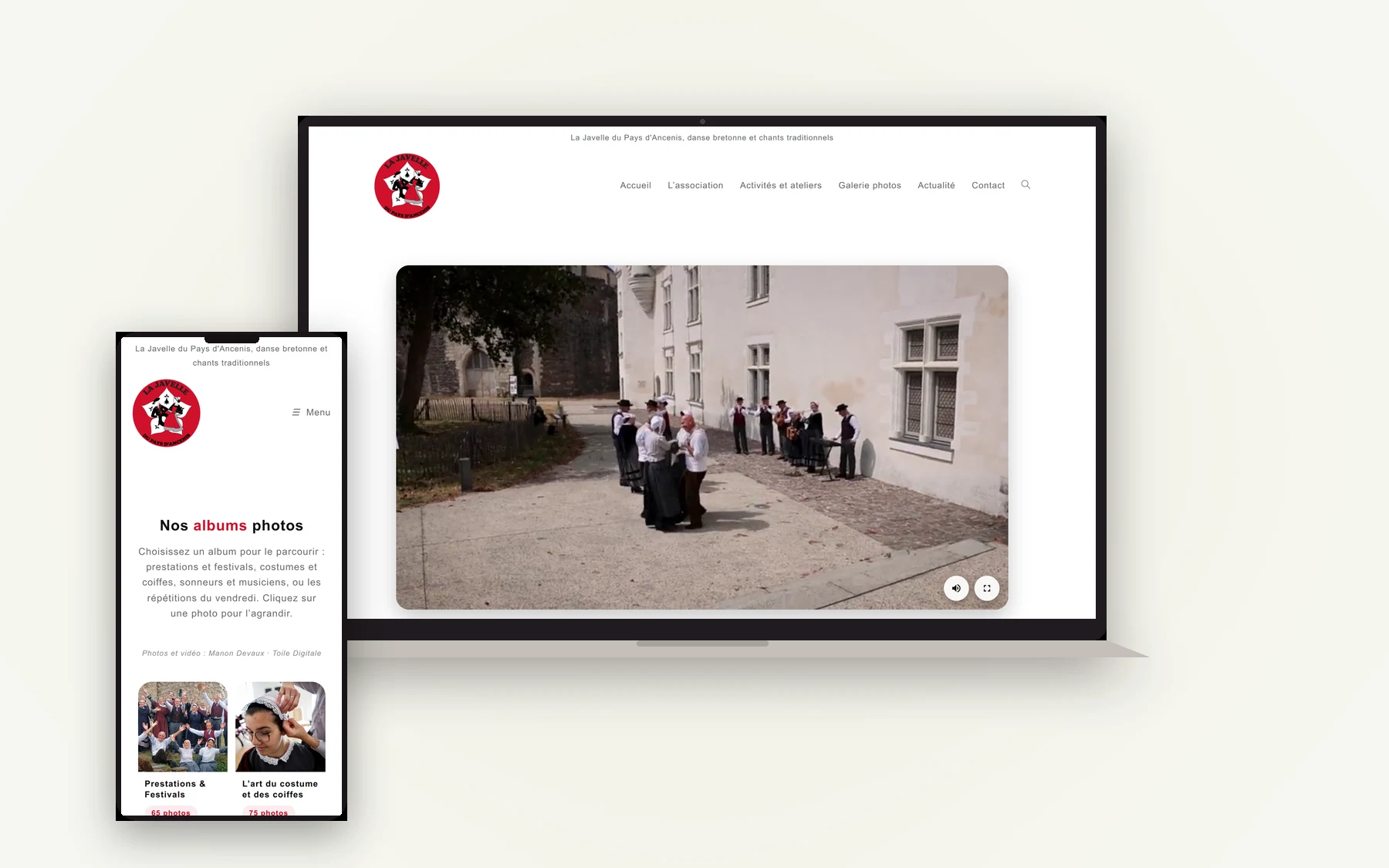 Le nouveau site sur un ordinateur portable et un téléphone